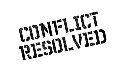 Conflict Resolved rubber stamp Ilustración de archivo