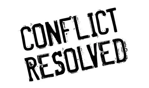 Conflict Resolved rubber stamp Ilustración de archivo