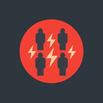 Conflict vector icon with people, flat design Stock Illustration