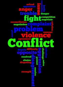 Conflict, word cloud concept Stock Illustration
