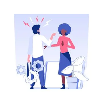 Conflict at a workplace isolated concept vector illustration. Stock Illustration