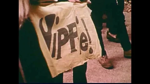 Conflicts arise at demonstrations in the 1960s between those with opposing views Video stock 118406441