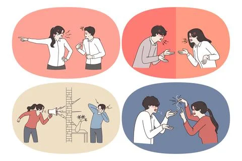 Conflicts in couple Relations concept Stock Illustration