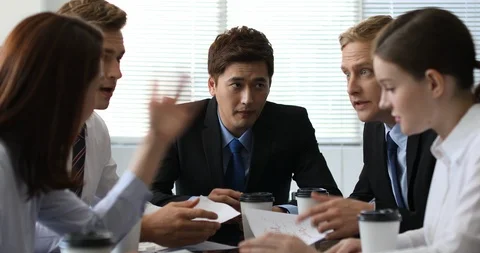 Conflicts during the meeting Expression of a stressed Businessman Stock Footage 100960175