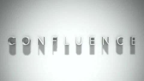 Confluence 3D title animation with shadows on a white background Stock Footage 296588744