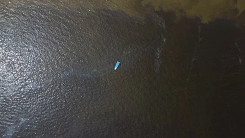 Confluence of Amazon and Negro rivers, Amazon basin, Brazil 4K Stock Footage 155808627