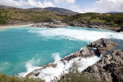 Confluence of Baker River and Nef River, Patagonia, Chile Stock Photos