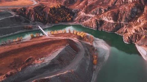 Confluence of Chuya and Katun river in Altai mountains, Siberia, Russia Stock Footage 195180726
