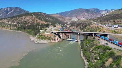 Confluence Fraser Thompson River Lytton British Columbia Landscape Stock-Footage 311901003