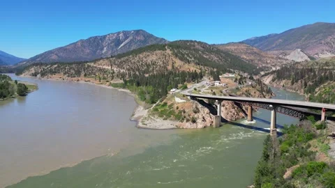 Confluence Fraser Thompson River Lytton British Columbia Landscape Video stock 311901028