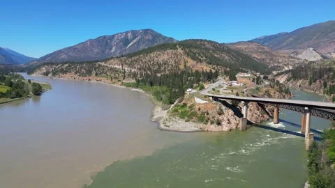 Confluence Fraser Thompson River Lytton British Columbia Landscape Stock Footage 311901072