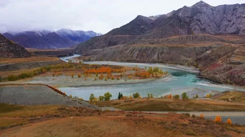 Confluence of the Katun and the Chuya rivers Stock Footage 236274037