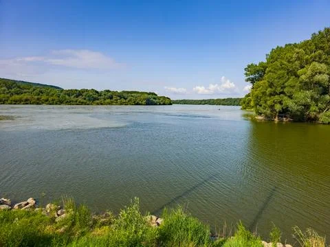 Confluence of Morava and Danube rivers at Devin, Slovakia Stock Photos
