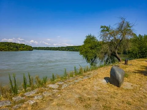 Confluence of Morava and Danube rivers at Devin, Slovakia Stock Photos