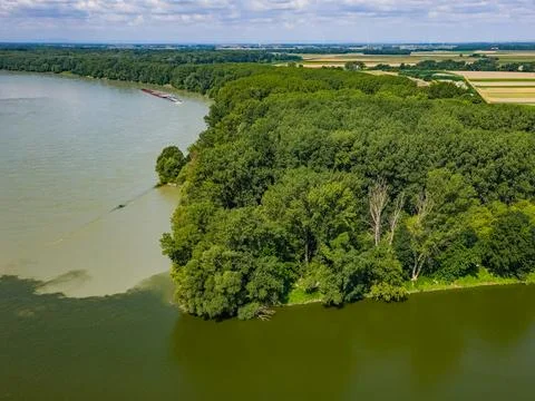 Confluence of Morava and Danube rivers at Devin, Slovakia Stock Photos