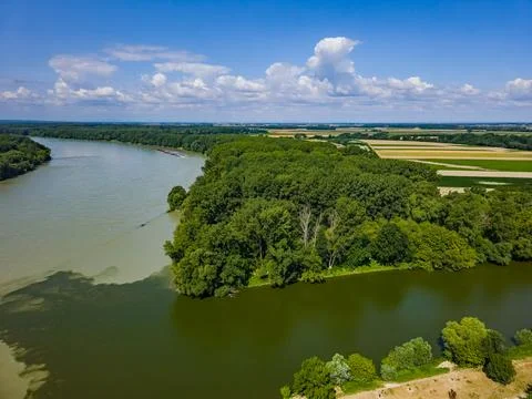 Confluence of Morava and Danube rivers at Devin, Slovakia Stock Photos