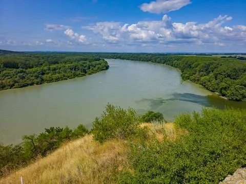 Confluence of Morava and Danube rivers at Devin, Slovakia Stock Photos