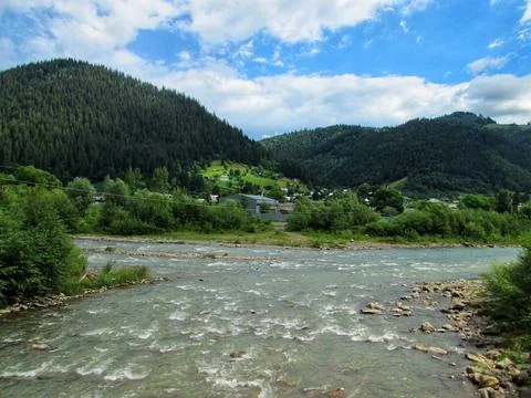 Confluence of Mountain Rivers Stock Photos