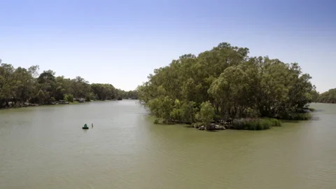 Confluence of Murray and Darling Rivers, Wentworth NSW Stock Footage 236350637