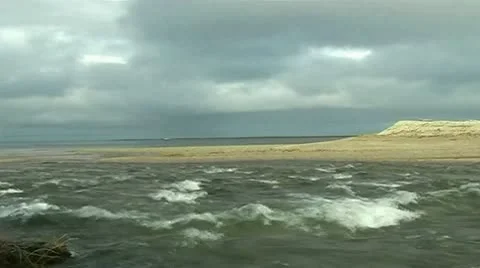 Confluence of the river and ocean Stock Footage