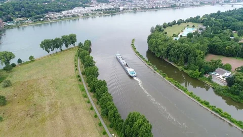 Confluence of rivers Rhine and Main, Kostheim, Germany Stock Footage 77799384