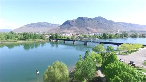 Confluence of the Thompson and North Thompson Rivers in Kamloops Stock Footage 161011331