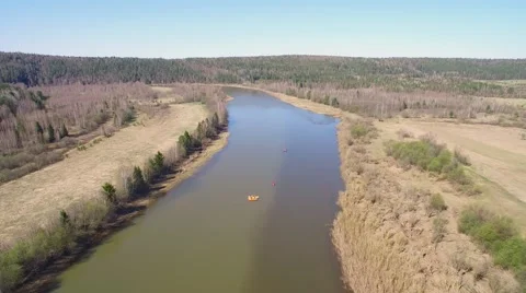 Confluence of two rivers. River has two colors. Aerial video 스톡 동영상 63052594
