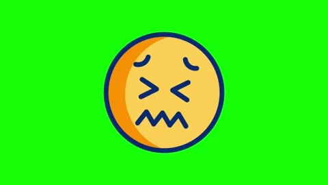 Confounded emoji animation face loop on green screen background Stock Footage 314109819