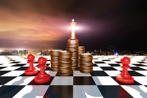 Confrontation and game between pieces, competition and teamwork Stock Illustration