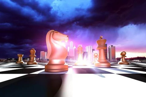 Confrontation and game between pieces, competition and teamwork Stock Illustration