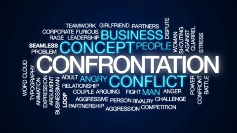 Confrontation animated word cloud. Kinetic typography. Stock Footage 107687306