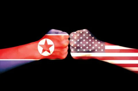 Confrontation between countries, the United States and North Korea Stock Illustration