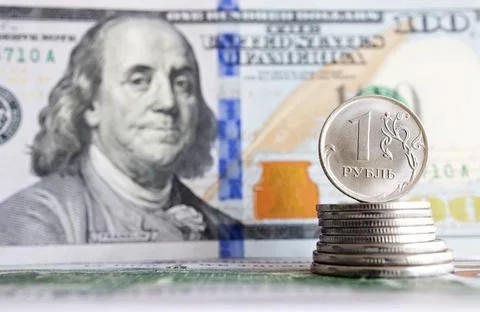 The confrontation between the ruble and the dollar Stock-Fotos