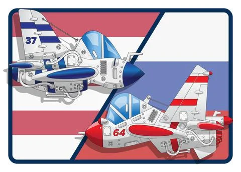 Confrontation between Russian and American aircraft. Stock Illustration
