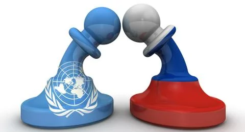 The confrontation between the Russian Federation and the United Nations Stock Illustration