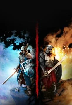 Confrontation between the two knights Stock Illustration