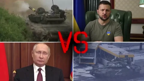 Confrontation of the propaganda of the two powers. Video footage of hostilities Stock Footage 205588082