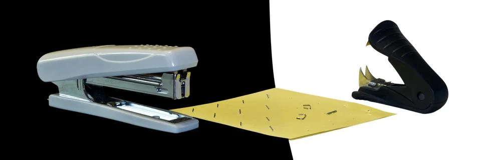 Confrontation stapler vs antistapler Stock Photos