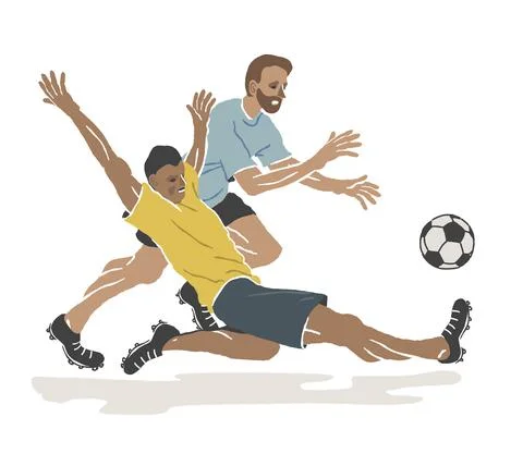 The Confrontation of two soccer players. Win the ball. Vector illustration Stock-Illustration