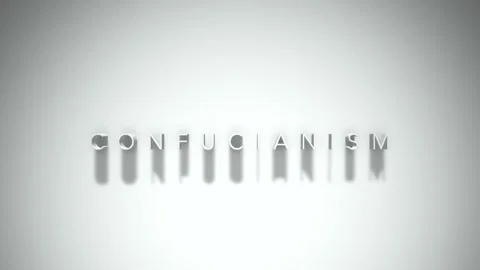 CONFUCIANISM 3D title animation with shadows on a white background 스톡 동영상 296757989