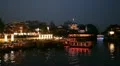 Confucius Temple Nanjing Shopping Area Illuminated Night Dusk Light Tour Boat HD Footage