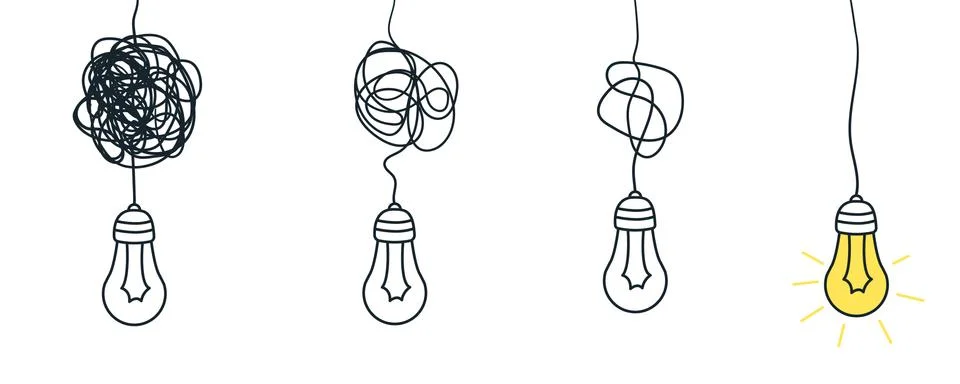 Confuse path. Understand simple process. Messy or busy complex. Vector idea Illustration