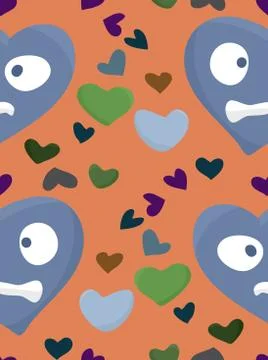 Confused Blue Heart Pattern Illustrazione stock