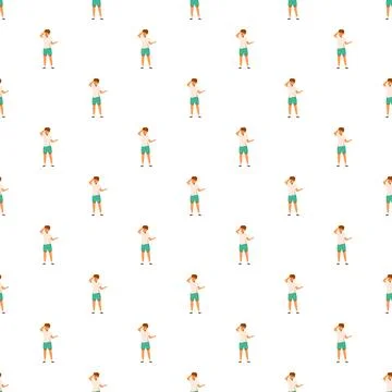 Confused boy character pattern expressing uncertainty Stock Illustration