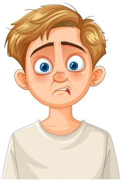 Confused Boy with Sad Expression Stock Illustration
