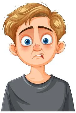 Confused Boy with Sad Expression Stock Illustration