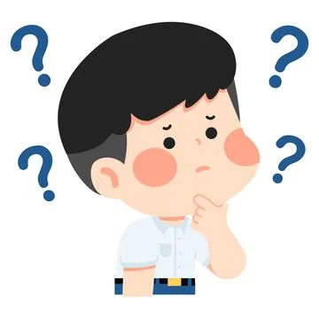 Confused boy thinking and solving problem Stock Illustration