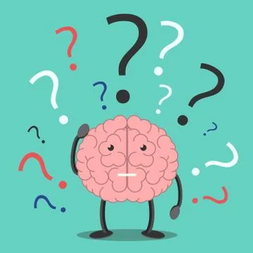 Confused brain character thinking 스톡 일러스트