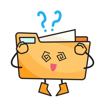 Confused brown file folder character Stock Illustration