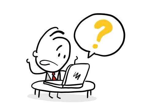 Confused businessman in front of computer, VECTOR, EPS10 Stock Illustration